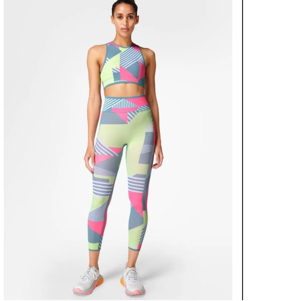 • SWEATY BETTY • Women’s Interval High Waisted 7/8 Leggings Pink, Green, Blue